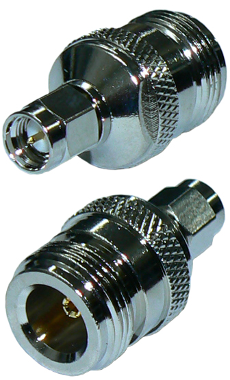 SMA male to N-type female straight inter-series adaptor, DC-11 GHz, 50 Ohms – nickel plated